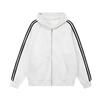 Sudadera con capucha de punto fino de mezcla de algodón y seda de leche a rayas triples para el llano de Hebei 2025 360g
