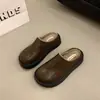 Pantuflas de Felpa de Suela Gruesa, Punta Cerrada, Medio Abiertas para Mujer, para Usar al Aire Libre, Nuevo Estilo Otoño 2026, de Moda, Populares, Versátiles para Personas Bajas, Pantuflas Birkenstock