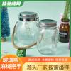 Asa de Cuerda de Cáñamo Transfronteriza Caliente Minería LED Luminosa Botella de los Deseos Adornos de Escritorio Asa de Botella de Vidrio Tejida a Mano