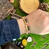 Pulseira de Cristal Amarelo com Contas, Europeia e Americana, Nova Moda, Estilo Casual Simples para o Dia a Dia, Pulseira Versátil com Cordão Elástico para Mulheres