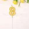 Velas Numéricas Doradas Ranuradas al por Mayor para Pasteles de Cumpleaños, Fiestas Románticas de Confesión del Día de San Valentín y Velas Numéricas de Enchufe