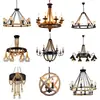 Lustre vintage estilo country americano, luz para sala de estar, design com contas de madeira envelhecida, luz de vela estilo francês para quarto e sala de jantar, iluminação decorativa para pousadas