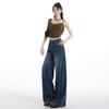 Diseño Sense Americano Retro Jeans de Pierna Ancha para Mujer Nuevo Cintura Alta Adelgazante Holgado Casual Pantalones Rectos