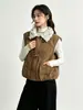 Chaleco retro con cuello de piel sintética estilo coreano para mujer, nueva colección otoño/invierno 2026, top sin mangas patchwork, chaqueta chaleco de trabajo de corte holgado