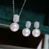 Acessórios DIY Prata Esterlina S925 Pérola Microincrustada Conjunto de Pingentes para Brincos Base Vazia Pingentes de Brincos Semi-acabados 7-12mm