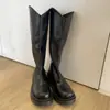Botas hasta la rodilla con cremallera trasera y punta redonda 2026 Adecuadas para diversas formas de pierna Botas de montar para mujer Suela gruesa Absorción de impactos Atuendo de Otoño/Invierno
