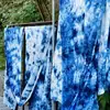Teñido anudado tradicional índigo hecho a mano método antiguo tela de barro DIY posavasos té tinte a base de plantas tinte azul tinte vegetal