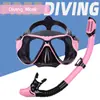 Máscara de Silicone para Mergulho para Miopia de Adulto Equipamento Snorkel Conjunto de Duas Peças Anti-Engasgo Água Snorkel Totalmente Seco Máscara de Natação