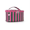 Necessaire bicolor listrada, bolsa de higiene pessoal portátil de grande capacidade, bolsa de armazenamento de viagem à prova d'água, bolsa de maquiagem de grande capacidade atacado
