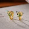 Un Ciervo Plata Esterlina S925 Chapado en Oro Jade Hetian Jaspe Esmalte Aretes de Mariposa Moda Nacional Artística Aretes Antiguos