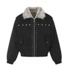 Jaqueta de Algodão com Gola Alta Zuoshandiao Casaco Masculino Inverno High Street Marca Tendência Design com Tachas Metálicas Roupa de Trabalho Roupas de Algodão Piloto