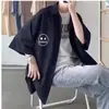Camisa de Manga Corta para Hombre Verano Juventud Estilo Delgado ins Estilo Hong Kong Holgada Tallas Grandes Sentido del Diseño Nicho de Moda Top Estampado