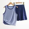 Conjunto de Camiseta sem Manga e Shorts de Modal para Crianças Roupa de Casa Pijama de Verão Em Estoque Venda Quente Douyin Fábrica de Origem
