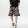 Shorts Florales Europeos y Americanos de Alta Resistencia para Hombre Verano 2025 Casual Playa Holgados Talla Grande Modernos Versátiles Bordados a la Rodilla
