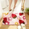 Alfombra de Felpa Tufted de Fresa Rosa de Dibujos Animados Transfronteriza para Entrada de Baño, Puerta de Inodoro, Felpudo Absorbente, Felpudo Antideslizante
