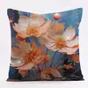 Funda de Almohada de Lino con Pintura al Óleo Vintage Estilo Europeo de Flores para Sala de Estar, Respaldo de Sofá, Cojín Decorativo Impreso de Amazon