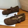 Primer Encuentro: Zapatos Mary Jane vintage gentiles de estilo coreano para mujer, nuevos zapatos planos de gamuza de otoño 2026, doble uso, elegantes