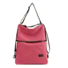 Mochila Escolar de Lona Cor Sólida Estilo Coreano Transfronteiriça Nova Mochila de Viagem Retrô Mochila Casual Tendência de Grande Capacidade