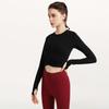 Ropa de Yoga Europea y Americana Camiseta Deportiva para Mujer Otoño Manga Corta Larga Crop Top Secado Rápido para Correr Casual Ajustada Ropa de Fitness