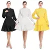 Fotos Reales de Ropa de Mujer para Exportación - Conjunto de Dos Piezas Estilo Palacio Retro Francés, Moderno Conjunto de Vestido con Cuello Alto y Encaje