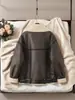 ZA Transfronteiriço 2025 Nova Roupa Feminina Estilo Europeu e Americano Camurça Pelo Lã de Cordeiro Uma Peça Jaqueta Quente