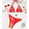 2026 Nuevo Bikini Transfronterizo Europeo y Americano Estampado Sexy de Atar Traje de Baño de Dos Piezas para Mujer Playa Spa Traje de Baño Venta al por Mayor