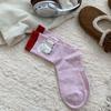 Calcetines blancos lindos de punto jacquard para mujer, calcetines de media caña, primavera y otoño, estilo japonés, dibujos animados, verano, calcetines apilados
