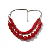 Collar Geométrico Redondo Irregular de Doble Capa Superpuesta de Coral de Resina Roja Nuevo Transfronterizo Moda Retro