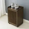 Mesa de Chá para Uso Doméstico, Mesa de Chá Pequena, Aparador, Bar de Chá em Madeira Maciça, Mesa de Chá com Chaleira Integrada e Suporte para Balde de Água