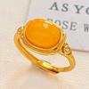 Guofeng Vintage 925 Prata Esterlina Natural Mel Óleo de Frango Amarelo Anel de Cera de Abelha Velha