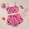 Coletes Finos Europeus e Americanos Sem Mangas Cruzados Tops Halter Shorts Roupas de Casa Conjunto de Duas Peças Pijamas Estampados para Mulheres Paja