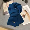 Cachecol Estilo Coreano para Mulheres Outono e Inverno Novo Cor Sólida Tricô Espessado Quente Versátil Simples Cachecol Atacado
