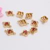 Relleno de Oro de 14K Micro-Pavimentado Circonita Trébol de Cuatro Hojas Doble Anillo Enlazador Pendientes Pulsera DIY Accesorios de Joyería Material