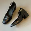 Sapatos Mary Jane Elegantes para o Dia a Dia com Salto Silencioso, Sapatos de Salto Grosso de Couro Macio Retrô, Novos Saltos Altos Retrô para Mulheres