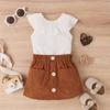 Ropa para niños Tengxin Amazon verano bebé cuello con volantes algodón sin mangas falda de pana traje para niñas