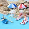 Mini Sombrilla de Sol, Bote de Pedales, Ancla, Silla de Playa, Paisaje de Playa, Decoración DIY de Micro Paisaje de Musgo