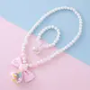 Nuevo Conjunto de Pulsera y Collar de Cuentas de Tierra Lazo Lindo Cuentas Transparente Bola Malvavisco Colgante Collar Al por Mayor