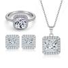Conjunto de Joias Europeu e Americano Três Peças Anel Brincos Colar Feminino Prata de Lei S925 Zircônia Conjunto de Joias Pronto para Venda