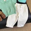 Niños y Niñas 2026 Verano Nuevo Verde Polo Manga Corta Tejido Fino Ropa para Niños Pantalones Casuales Versátiles