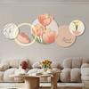 Pintura Decorativa para Sala de Estar Tulipán Estilo Crema Flor Sofá Fondo Pared Colgante Pintura Pintura con Luz LED Mural Nuevo Estilo Nórdico