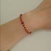 Pulseira de cristal de ágata vermelha estilo étnico original, contas redondas, pulseira pequena da sorte para mulheres, pulseira simples para namoradas