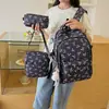 Mochila estilo academia para meninas do ensino fundamental, feminina, laço, grande capacidade, conjunto de três peças, simples, versátil, alta aparência, bolsa de ombro dupla