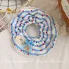 Goma para el pelo de encaje con corazón de rayas azules Estilo coreano para moño de pelo Cuerda para el pelo Diadema