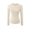 7683-26 Primavera Estilo Coreano Ajustado Liso Básico Yoga Fitness Manga Larga Sudadera Camiseta Capa Base