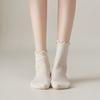 Calcetines de algodón peinado de color liso para mujer, cómodos y transpirables, de malla, finos, con orejas, para primavera y verano