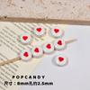 Pulsera redonda plana Love Square, collar, cuentas sueltas, accesorios, pendientes, joyería DIY, impresión de cerámica hecha a mano, corazón de melocotón rojo