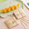 Garfos de bambu descartáveis para frutas, garfos de frutas domésticos de grau alimentício, garfos de madeira para sobremesa para uso comercial