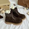 Botas Martin Marco&Joyce Nuevas de Suela Gruesa para Aumentar Altura, Estilo Británico Retro de Moda, con Cordones Delanteros, Botas Versátiles para Exteriores