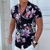 Camisa hawaiana de manga corta transfronteriza estampado floral tropical de verano para hombre