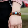 Pulseira de couro genuíno punk de exportação de joias de comércio exterior europeu e americano para estudantes masculinos e femininos, pulseira de couro de vaca